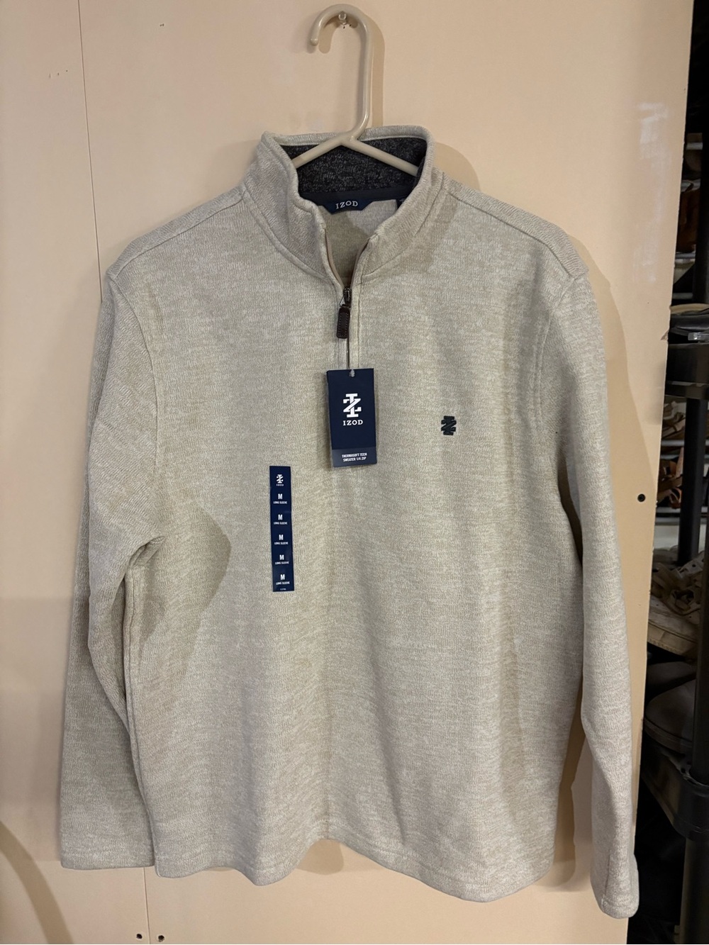 Izod Men's Heathered Light Gray 1/4 Zip-Up Thermasoft Sweater